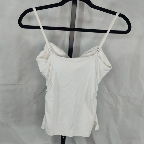 A.L.C. Cami Tank Top White Ruched Center Seam Built in Bra Support Large - Picture 2 of 7